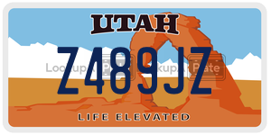 Z489JZ  license plate in UT