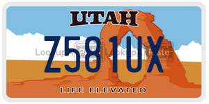 Z581UX  license plate in UT