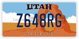 Z648RG  license plate in UT