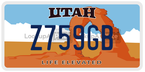 Z759GB  license plate in UT