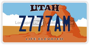 Z777AM license plate in Utah