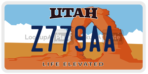 Z779AA  license plate in UT