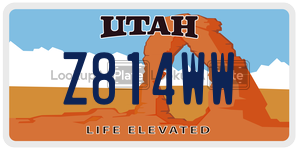 Z814WW  license plate in UT