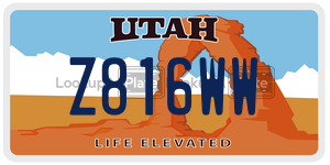 Z816WW  license plate in UT