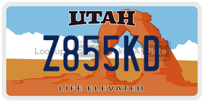 Z855KD  license plate in UT