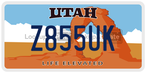 Z855UK  license plate in UT