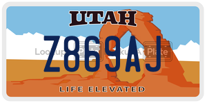 Z869AJ  license plate in UT