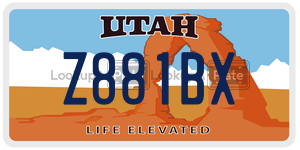 Z881BX  license plate in UT