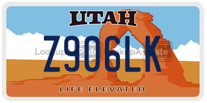 Z906LK  license plate in UT