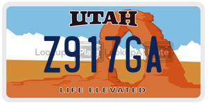 Z917GA  license plate in UT