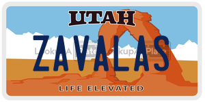 ZAVALAS  license plate in UT