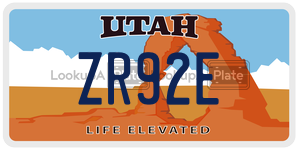 ZR92E  license plate in UT