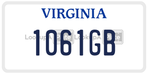 1061GB  license plate in VA