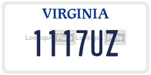 1117UZ license plate in Virginia