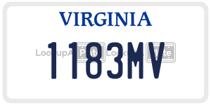 1183MV  license plate in VA