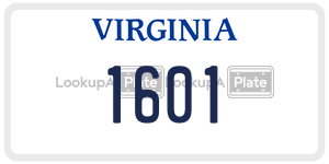 1601  license plate in VA