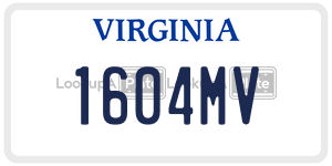 1604MV  license plate in VA