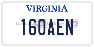 160AEN license plate in Virginia