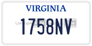 1758NV  license plate in VA