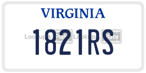 1821RS  license plate in VA