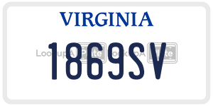 1869SV  license plate in VA