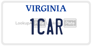 1CAR  license plate in VA