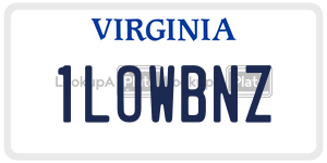 1LOWBNZ license plate in Virginia