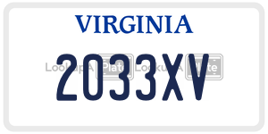 2033XV  license plate in VA