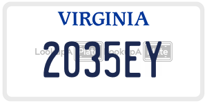 2035EY  license plate in VA