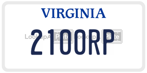 2100RP  license plate in VA