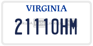 21110HM  license plate in VA