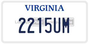2215UM  license plate in VA
