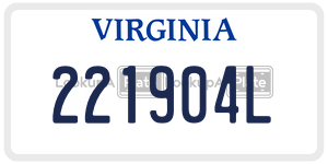 221904L  license plate in VA