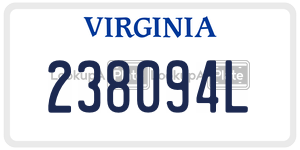 238094L  license plate in VA