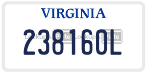 238160L  license plate in VA