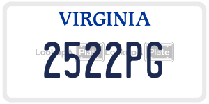 2522PG  license plate in VA