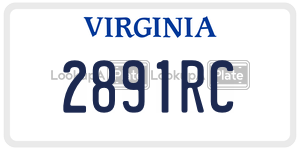 2891RC  license plate in VA