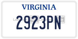 2923PN  license plate in VA