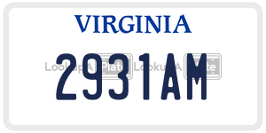 2931AM  license plate in VA