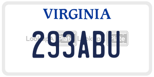 293ABU  license plate in VA