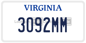 3092MM  license plate in VA
