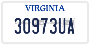 30973UA license plate in Virginia