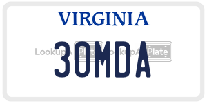 30MDA license plate in Virginia