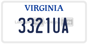 3321UA  license plate in VA