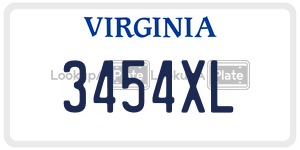 3454XL license plate in Virginia