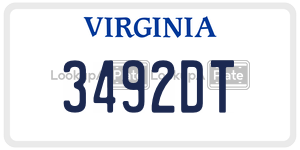 3492DT  license plate in VA