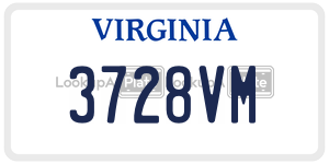 3728VM license plate in Virginia