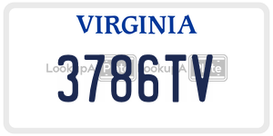 3786TV  license plate in VA