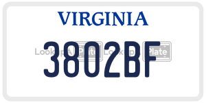 3802BF  license plate in VA