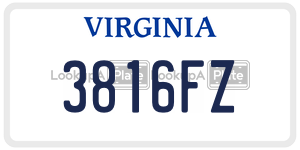 3816FZ  license plate in VA